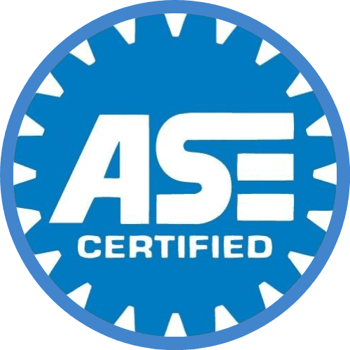 a blue and white logo with the word ae certified